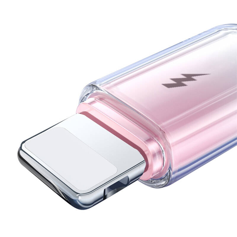 Kabllo karikimi Joyroom S-A42 Crystal-Clear, USB-A në Lightning, 1.2m, 3A, e bardhë rozë