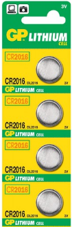 Bateri GP CR2016, litium, 4 copë