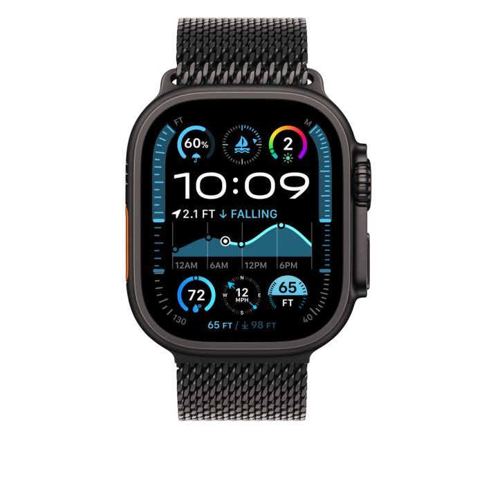 Apple Watch 49mm Milanese Loop, Black Titanium Milanese Loop, M