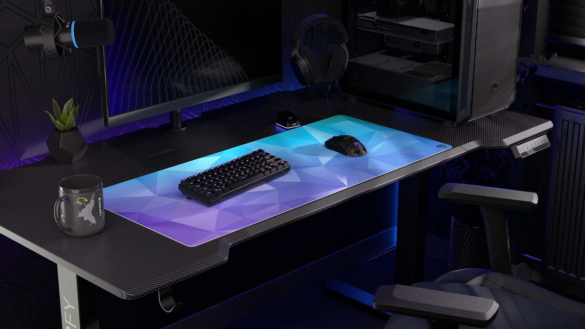 Mousepad gaming Endorfy Crystal Blue XL, 900x400 mm, i zi blu