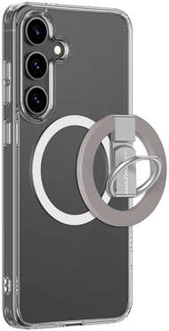 Mbulesë telefoni Amazingthing Minimal Mag Case për Samsung Galaxy S25+, me unazë magnetike, transparente