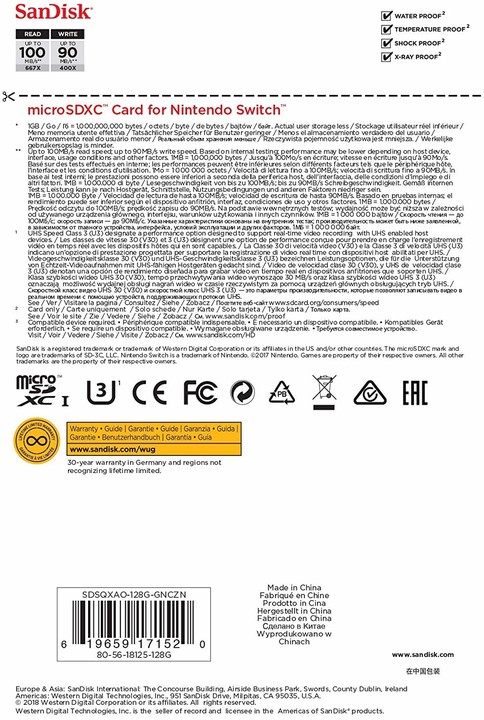 Kartë memorie Sandisk Micro SDXC për Nintendo Switch, 128GB