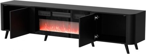 Komodë RTV Cama Meble Volare, 200x39x49 cm, me oxhak elektrik, MDF chipboard, e zezë mat