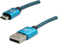 USB кабел Logo USB-A во microUSB, 2 m, црно-син