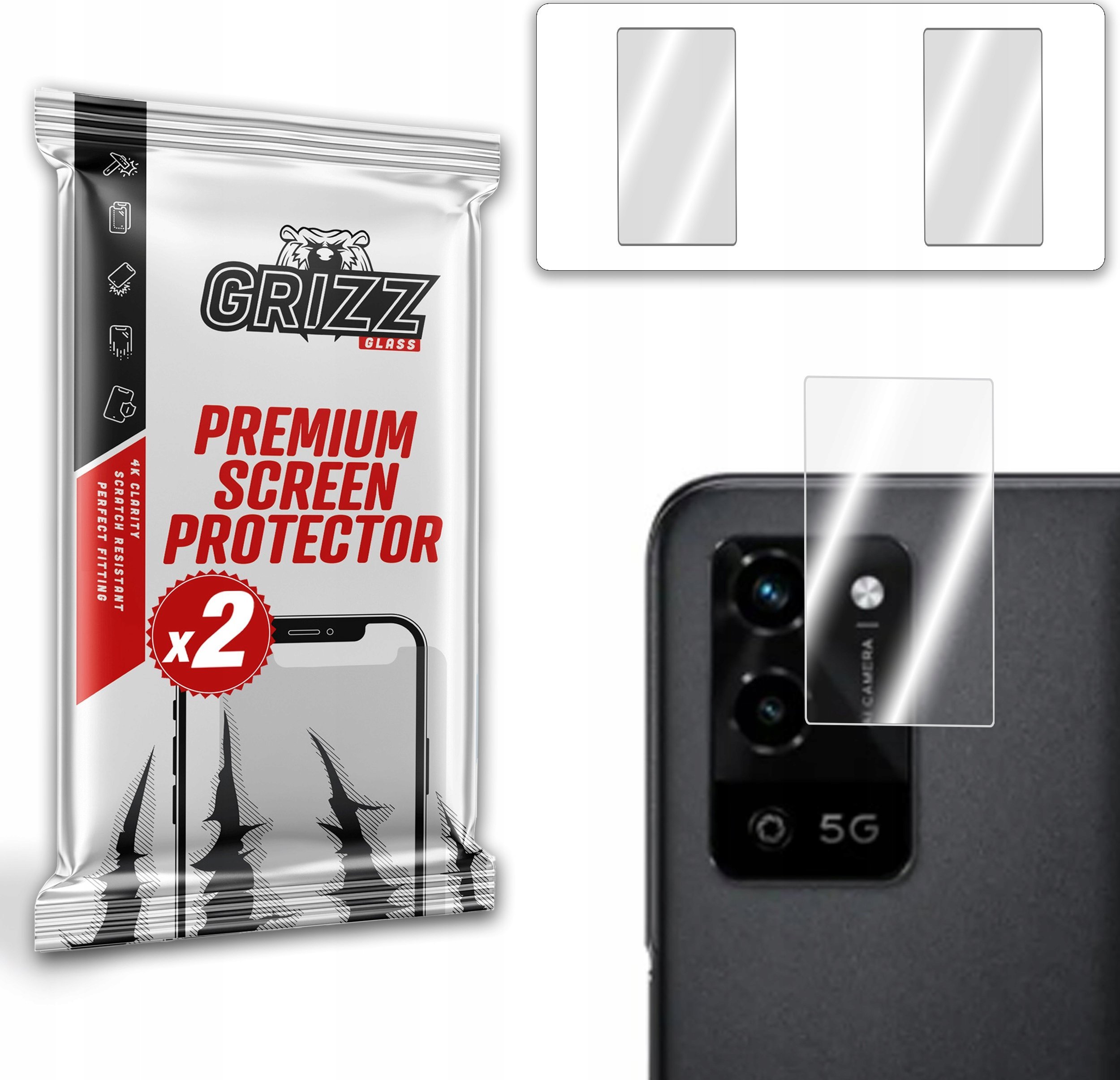 Xham mbrojtës kamerë GrizzGlass HybridGlass Oppo A56s, set 2 copë, transparent