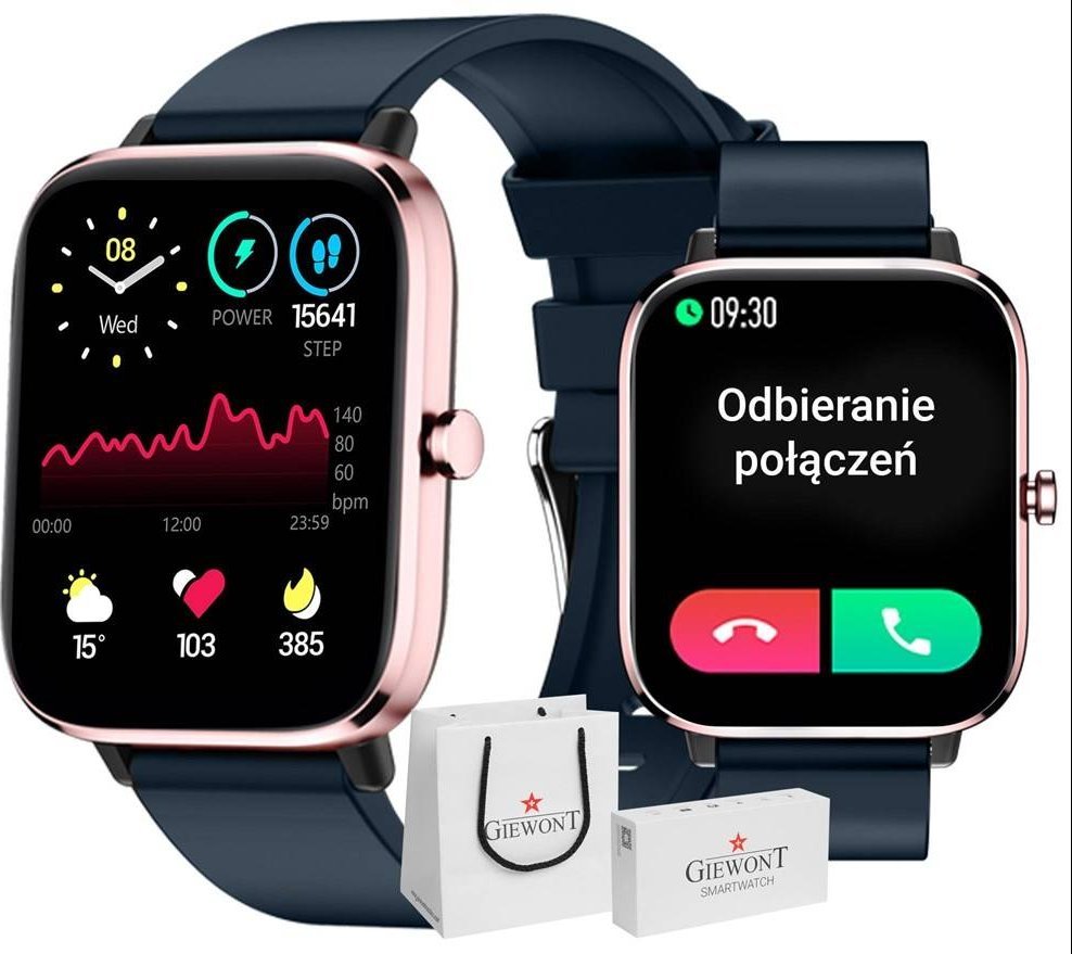 Smartwatch Giewont GW230-5, Bluetooth, monitorim aktiviteti, rozë gold blu