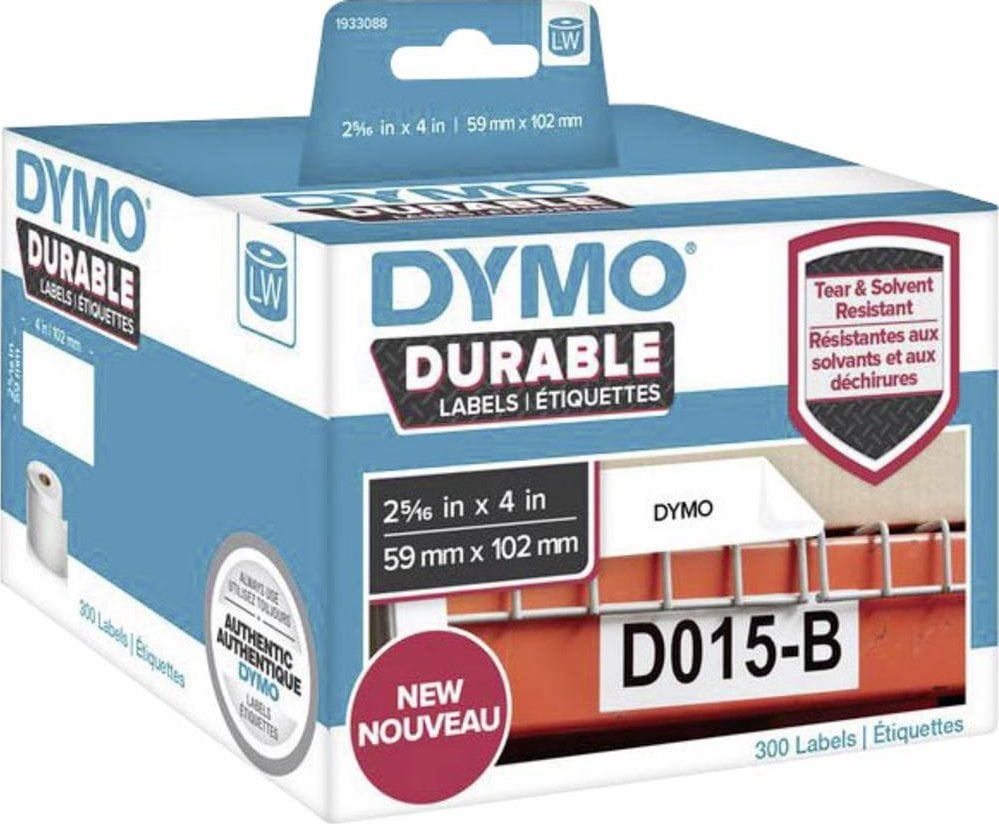 Rrotull etiketa DYMO Durable 2112290, 102 x 59 mm, 300 etiketa, të bardha