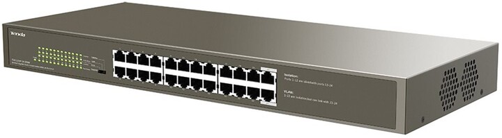 Switch Tenda TEG1124P-24-250W - 24x100 / 1000 + 2xRJ45 / SFP, metal, rack, PoE (225W)