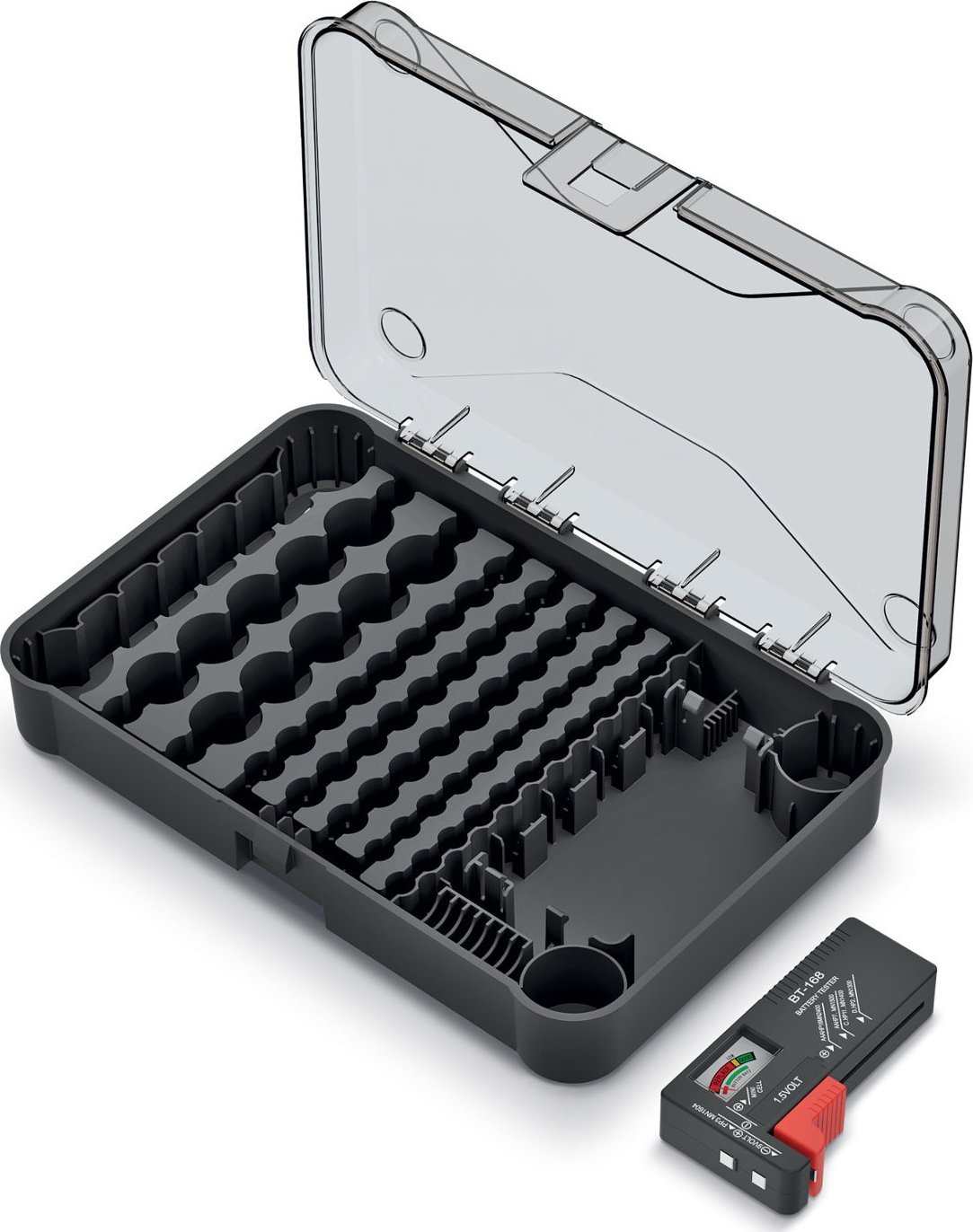 Kuti organizuese baterish BATTERY BOX, me tester, 29.5x19.5x7 cm, plastike
