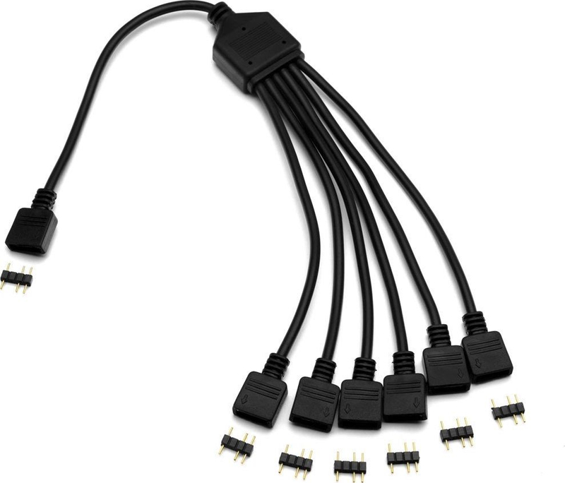 Kabllo ndarëse për ndriçim D-RGB EK Water Blocks, 6 dalje, 5V, e zezë