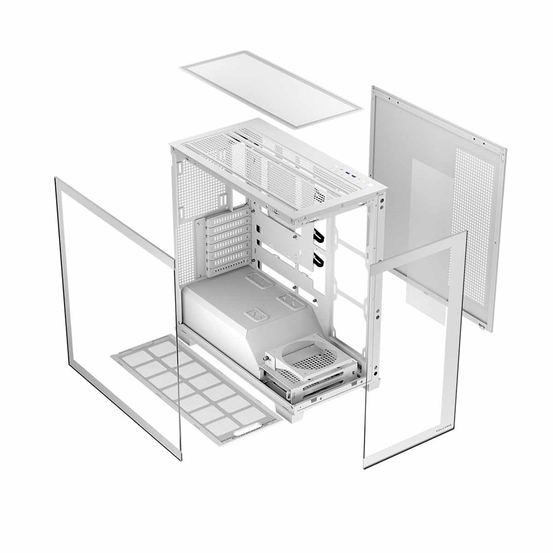 Kuti kompjuteri Modecom Stellar NF ARGB 20, ATX, pa ventilatorë, e bardhë