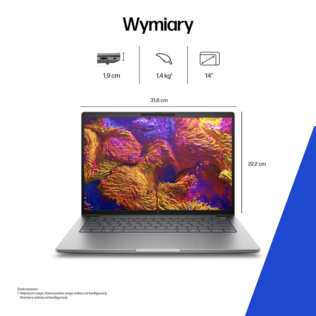 Laptop HP ZBook 8 G1ak Copilot+, AMD Ryzen 7 PRO, 32GB RAM, 1TB SSD, 14", argjendtë