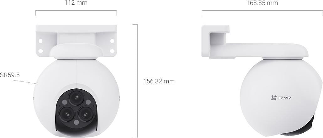 Kamerë e jashtme Ezviz H80f Multi, 3 lente 2K+, 360°, vizion nate me ngjyra, e bardhë