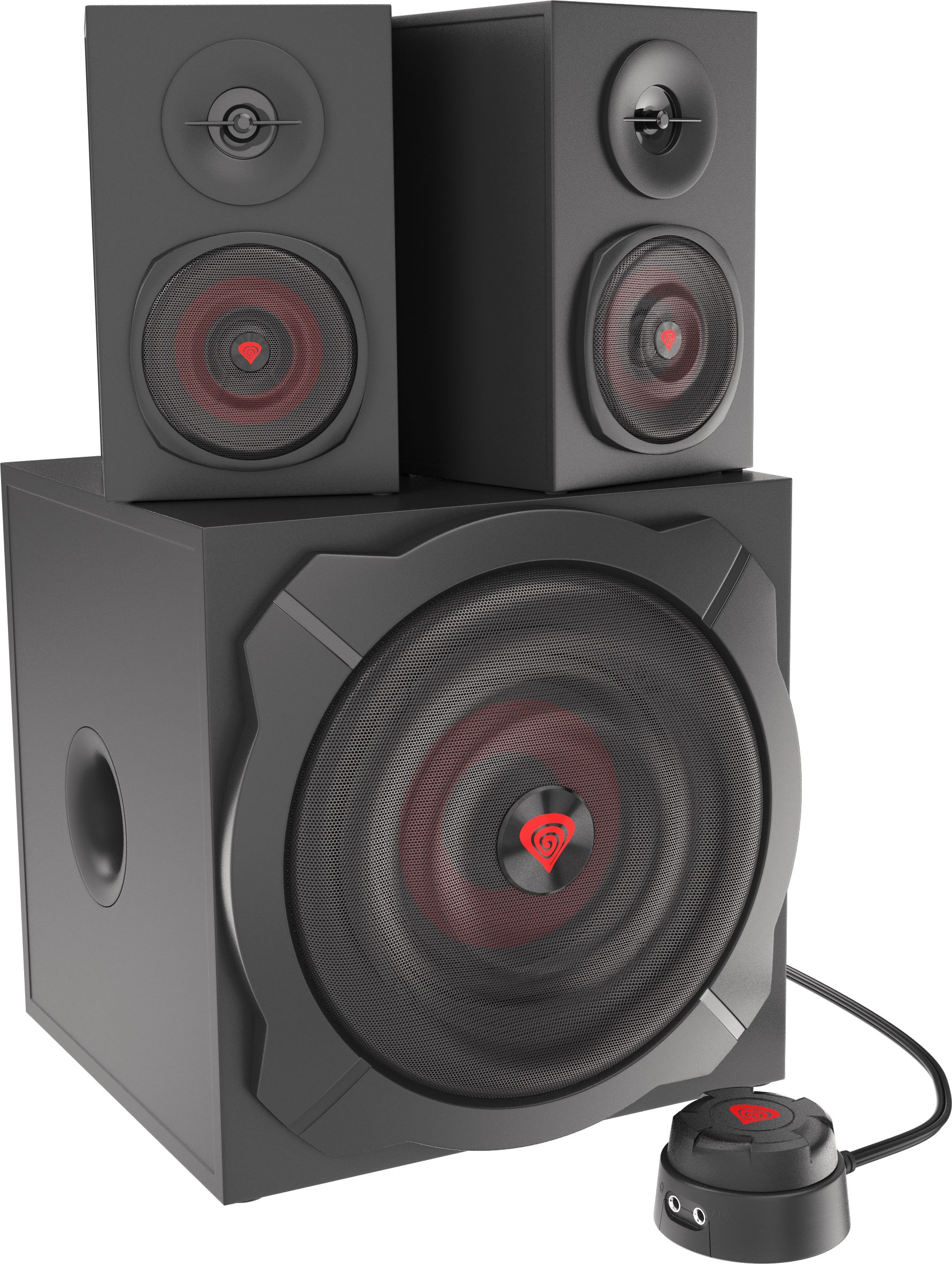 Altoparlantë 2.1 Genesis Helium 610BT, 60W, Bluetooth, dru, zi kuqe
