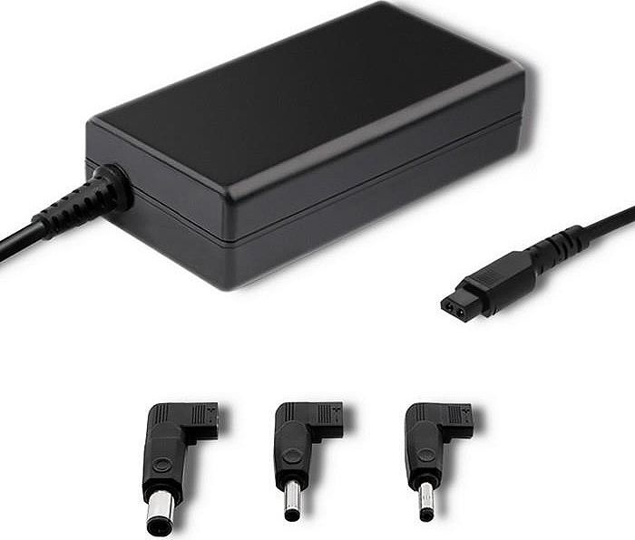 Karikues notebook Qoltec 51762, 65W, me 3 konektorë, i zi