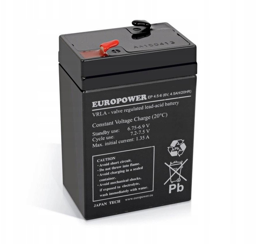 Bateri UPS Europower EP4.5-6, 6V, 4.5Ah, e zezë