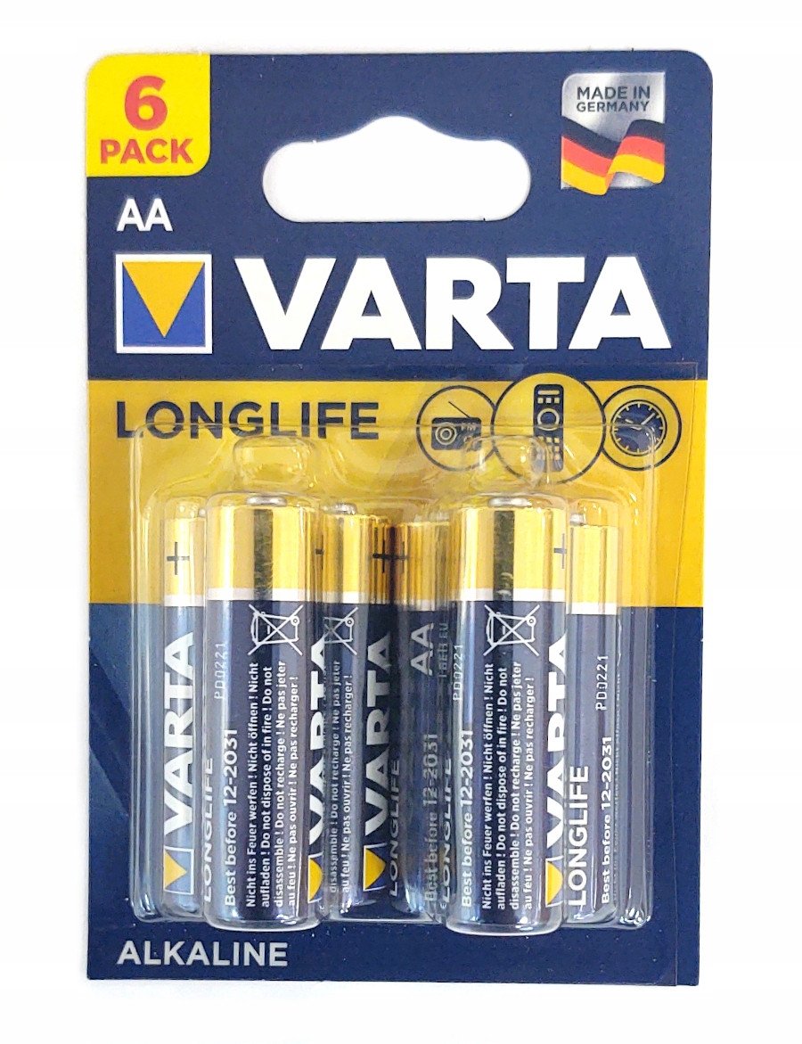 Алкални батерии Варта Лонглајф АА, 2800mAh, пакување 6 парчиња