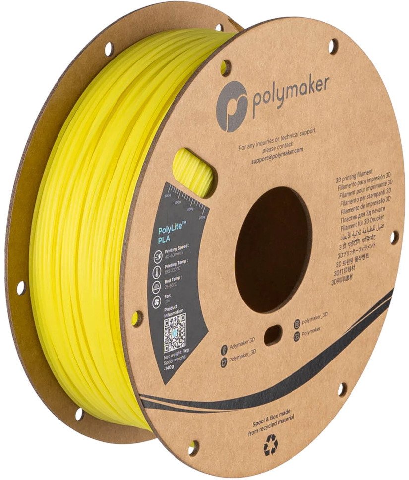 Filament 3D Polymaker PolyLite PLA Luminous, 1.75mm, 1kg, i verdhë ndriçues