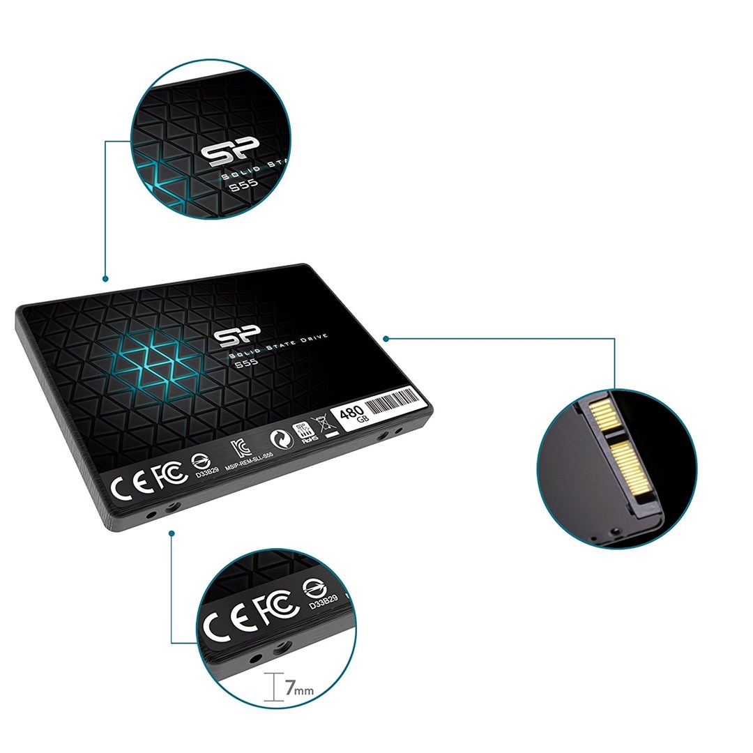 Disk SSD Silicon Power Slim S55, 2.5", 480GB, SATA III