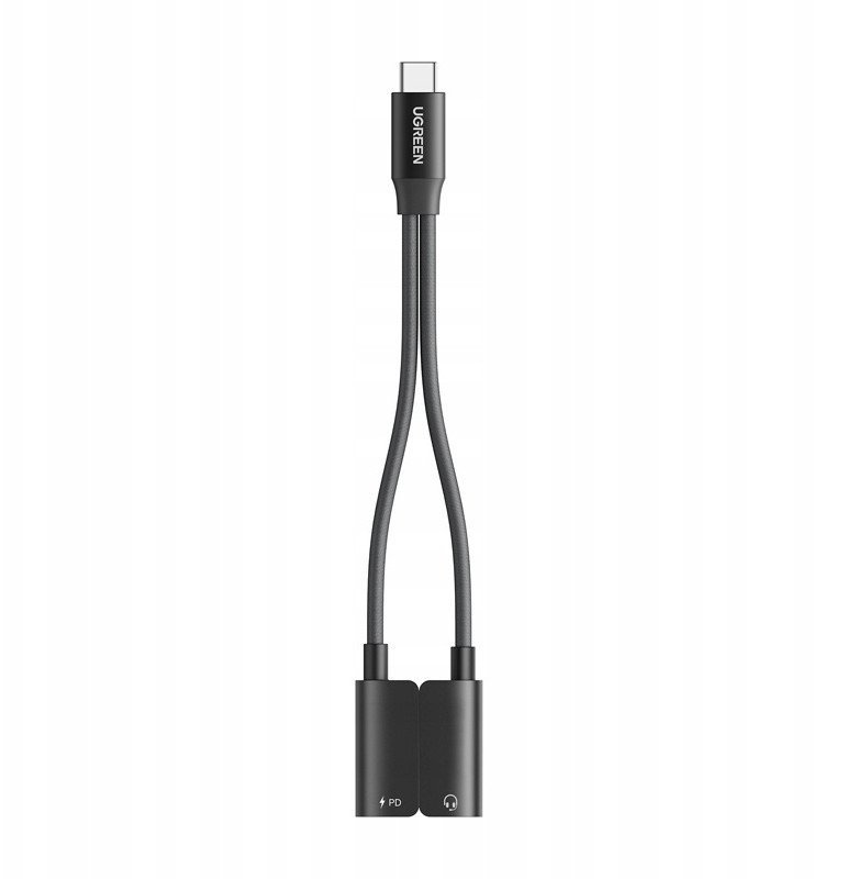 Адаптер USB C UGREEN Магнетен Сплитер, 1 во 2, аудио и полнење PD 60W, црн