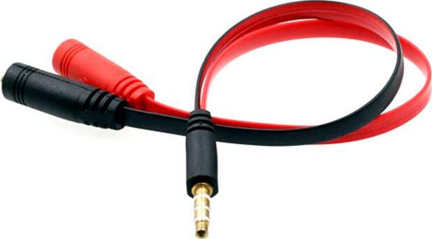 Kabllo audio Mozos ASM-1, Jack 3.5mm në 2x Jack 3.5mm, 0.2m, e kuqe