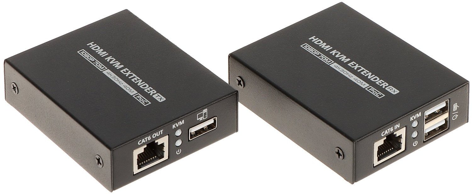 HDMI екстендер USB-EX-70-4K-PRO, 4K UHD, KVM, црн