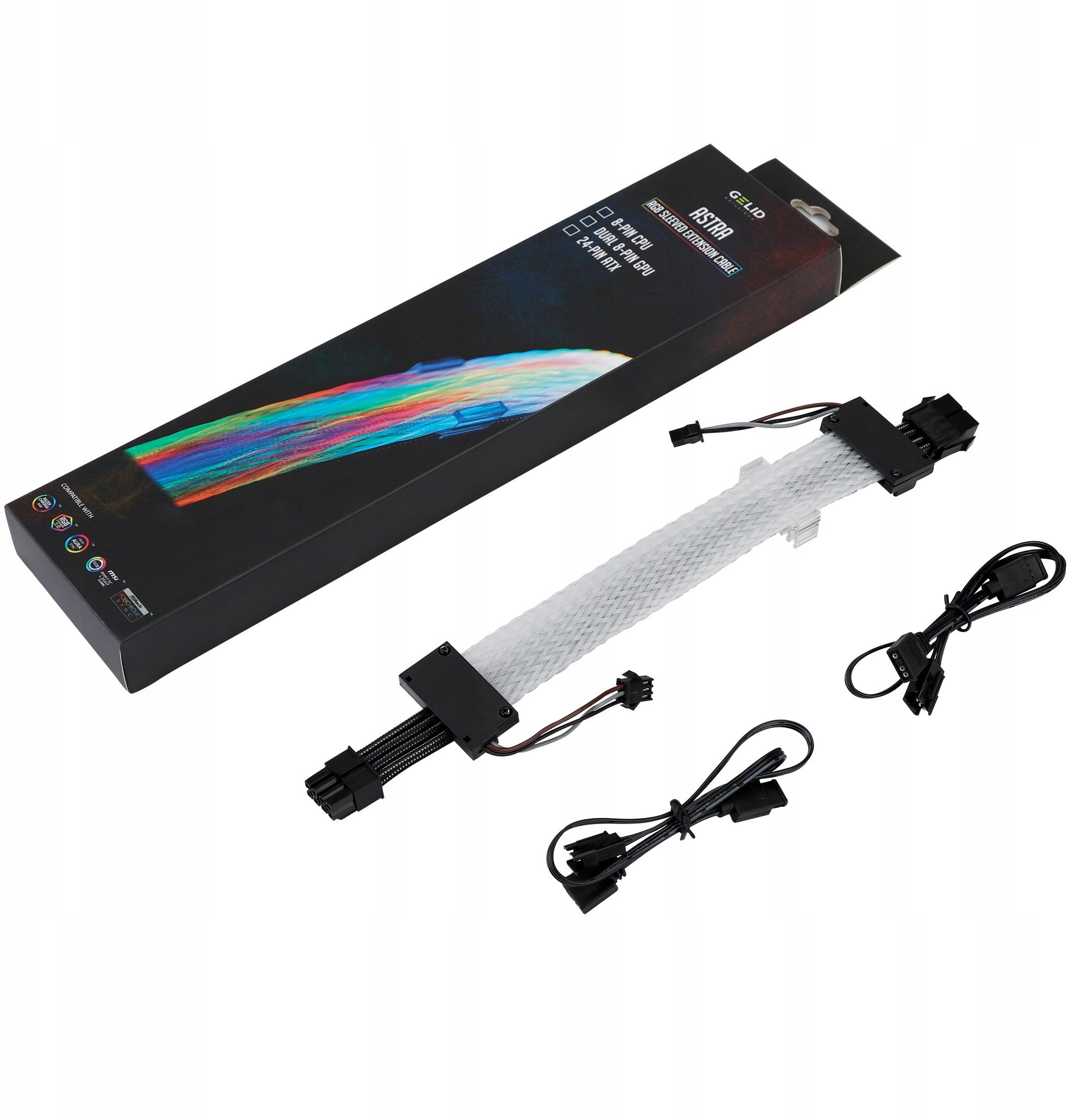 Кабел продолжувач RGB Gelid Astra, 8 pin, RGB осветлување, црна
