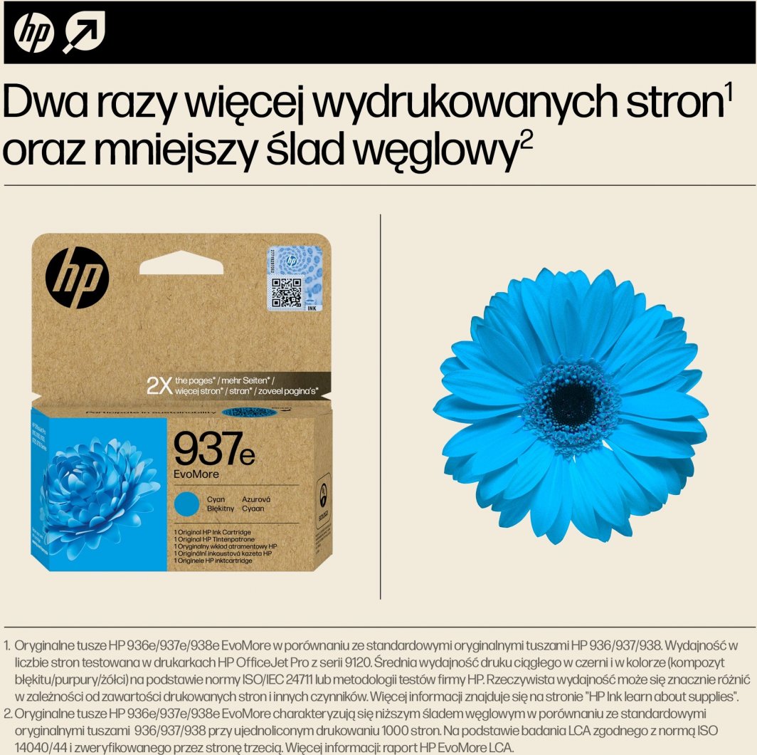 Ngjyrë HP INC Atrament HP 937e EvoMore, e kaltër