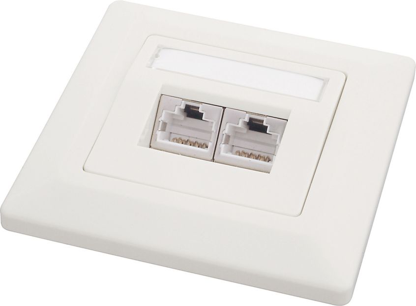 Prizë për kabllo rrjeti Solarix socket 2 x CAT5e STP RJ45 flush-mount, e bardhë