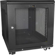 StarTech 12U 19" Server Rack Cabinet, 4-Post Adjustable Depth 2-30 in, Casters, Locking Door, Black