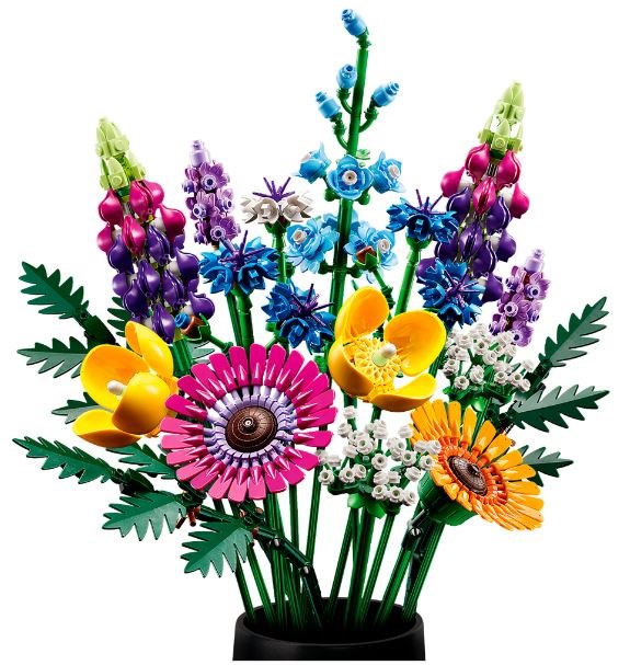 Set LEGO Icons Wild Flower Bouquet 10313, buqetë lulesh dekori, shumëngjyrëshe