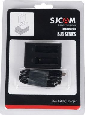 Двоен полнач за батерија за камера SJCAM SJ8, micro USB, LED, црн