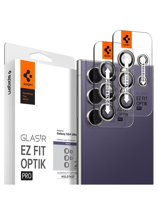 Mbrojtës kamere Spigen Glass tR EZ Fit Optik Pro, 2 cope, Samsung Galaxy S24 Ultra, vjollcë