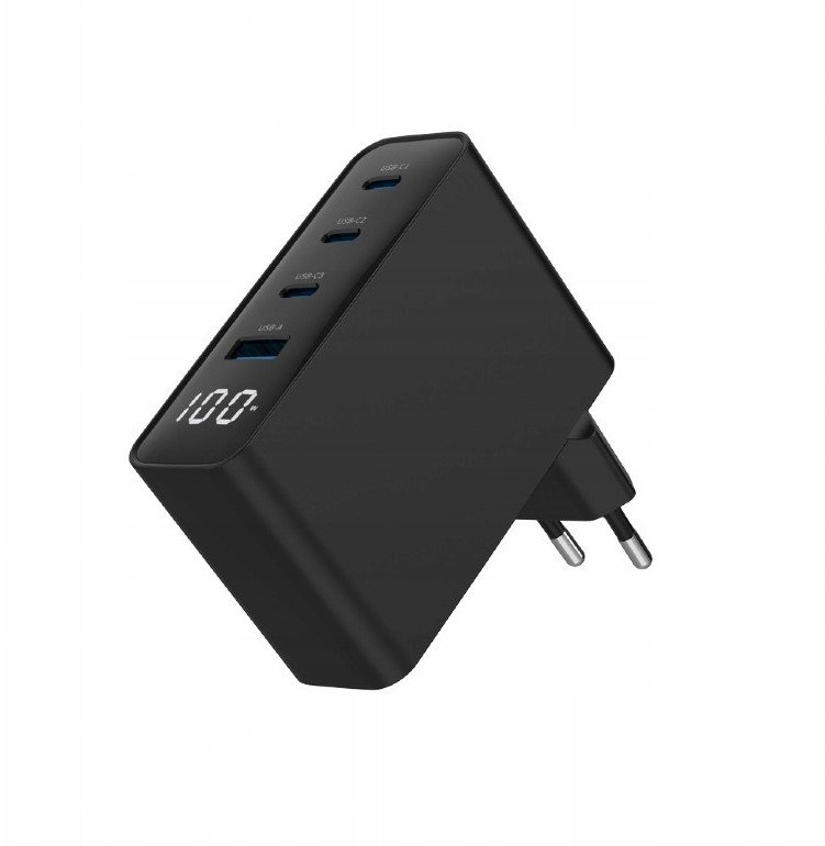 Karikues muri Gembird GaN PD, 4 porta, 100W, i zi