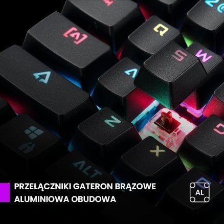 Set tastierë mekanike dhe mausi PREYON Long Claw Brown me Gateron Brown, 104 taste, RGB, me mouse pad Falcon Speed XL, i zi