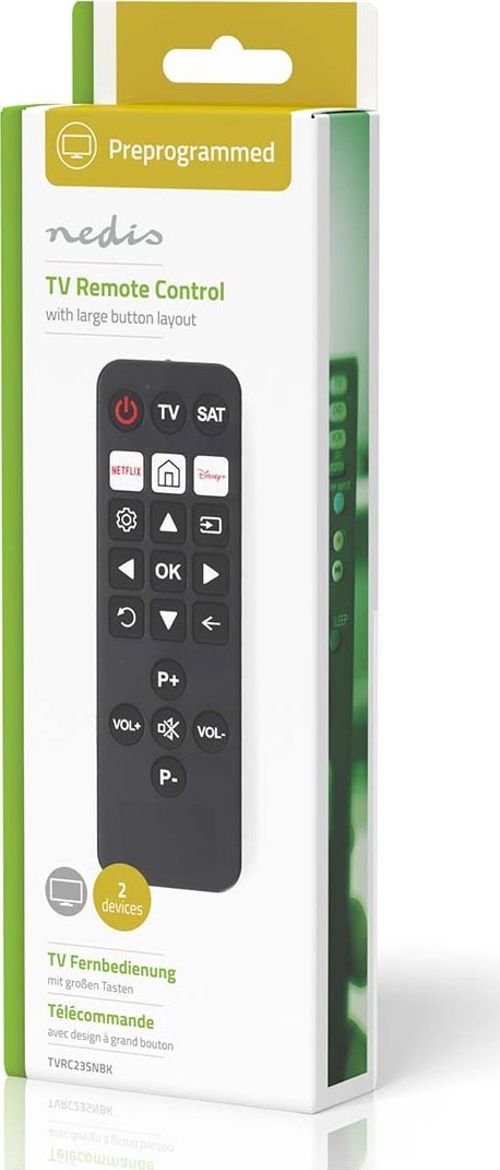 Telekomandë universale Super Simple Easy, XL me butona të mëdhenj, IR, e zezë