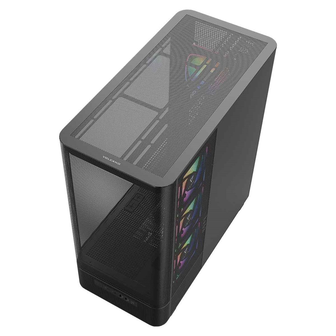 Kuti gaming MODECOM Volcano AQ400 ARGB, MIDI Tower, 4 ventilatorë ARGB, e zezë