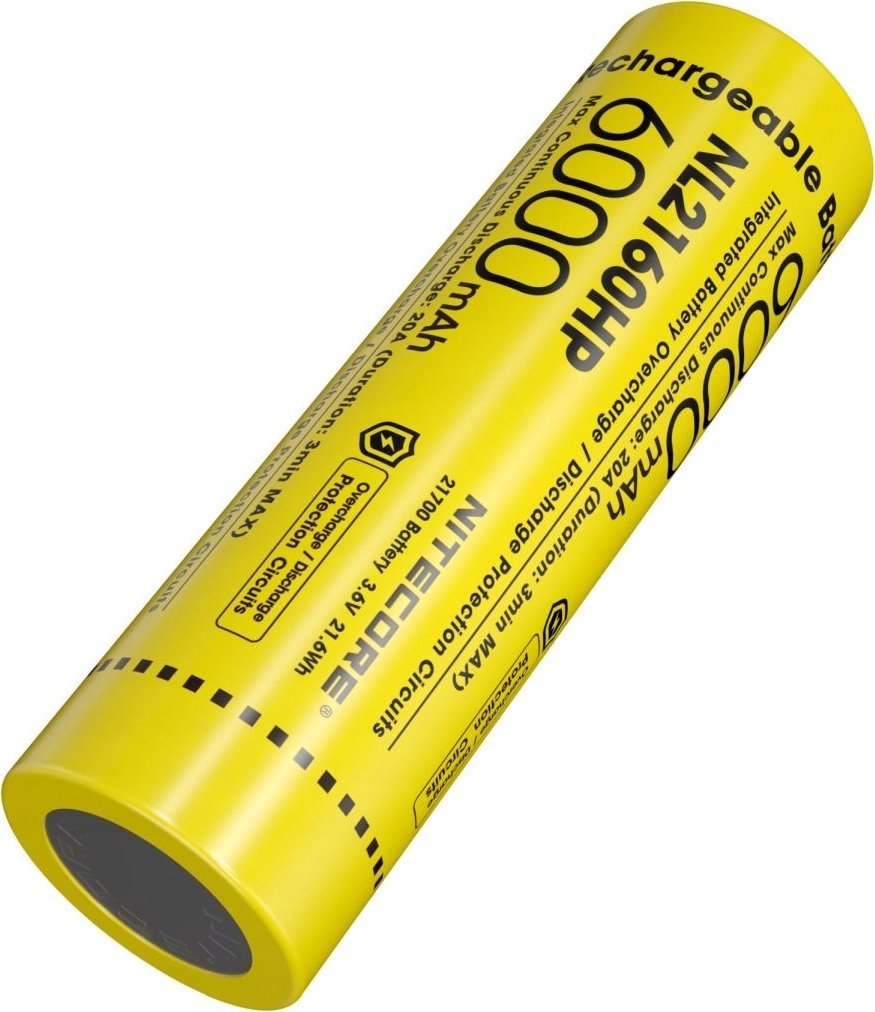 Bateri Nitecore NL2160, 21700, 6000mAh, e verdhë