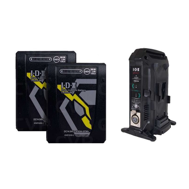 2 x Imicro-98 Battery, 1 x VL-2X Charger with 4 pin XLR DC