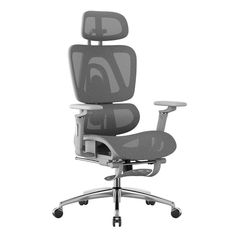 Karrige zyre ergonomike Mark Adler Expert 7.9, me mbajtëse këmbësh, gri