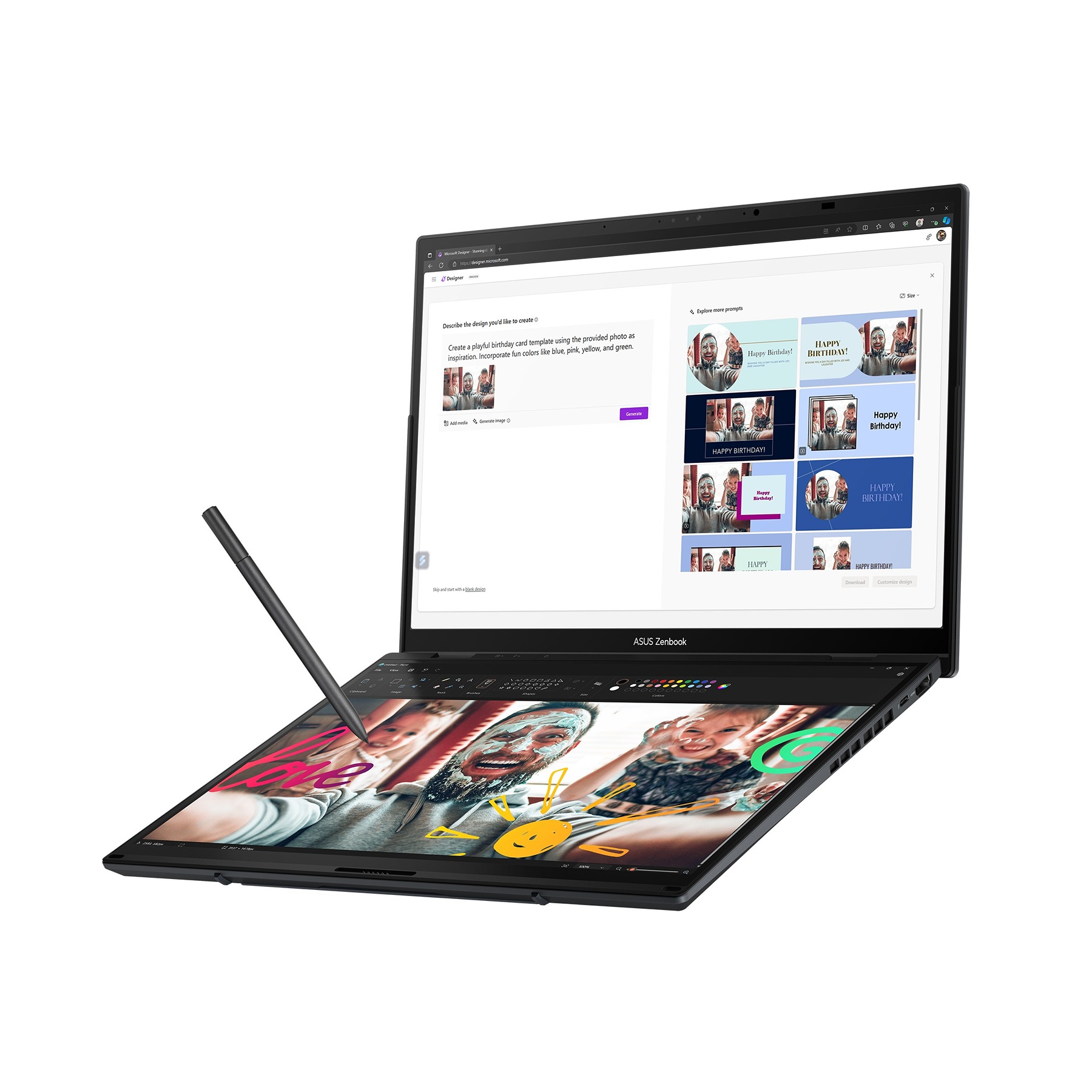 Laptop ASUS Zenbook Duo 14, UX8406CA, 14" 3K OLED 120 Hz, Core Ultra 9, 32 GB RAM, 1 TB SSD, i hirtë