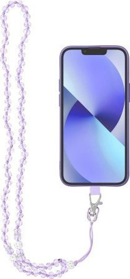 Varëse telefoni Crystal Diamond, kordë 74 cm, rruaza plastike, vjollcë