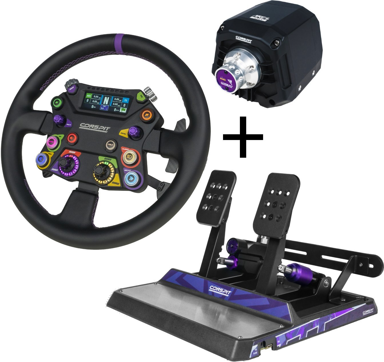 Set racing Conspit ARES APEX, wheelbase 8Nm, pedale CPP APEX2, timon 310 APEX