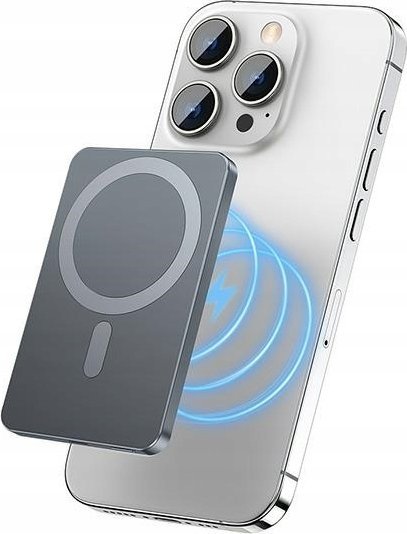 Powerbank me MagSafe Awei P112K, 5000mAh, karikim wireless 15W, gri