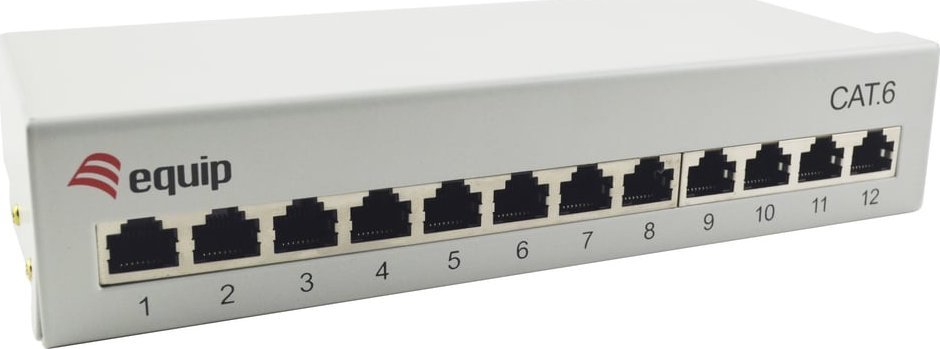 Patch panel Equip 12 porta Cat.6, desktop, gri e çelët