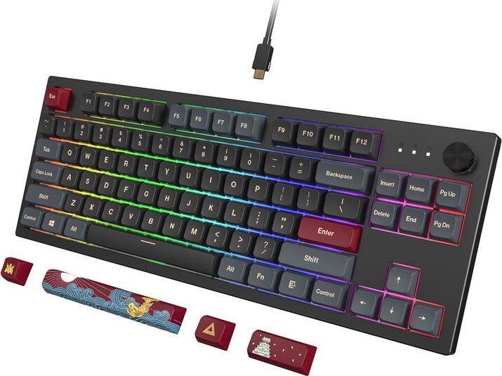 Tastierë mekanike Montech MKey TKL RGB Darkness, Gateron Red, gaming, e zezë