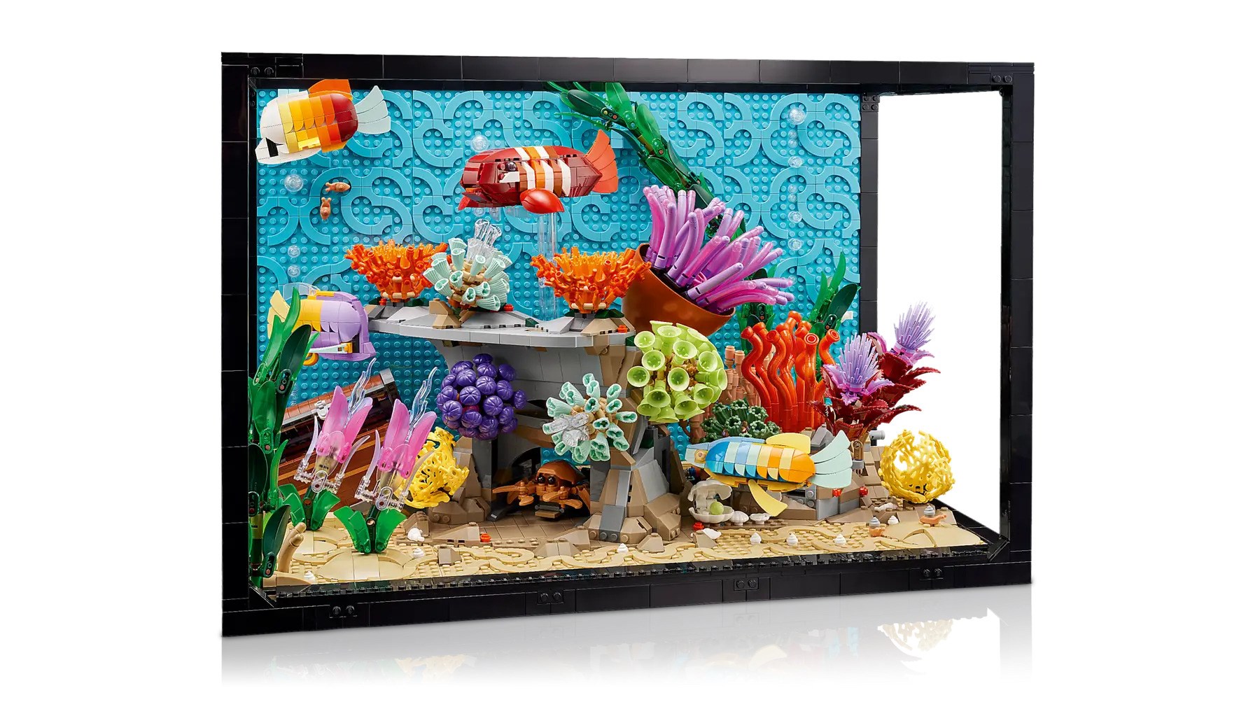 Set ndërtimi dekorativ Tropical Aquarium, model akuarium tropikal, shumëngjyrësh