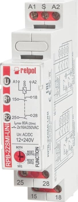 Rele bistabile impulsive Relpol BIS-411, 2Z 16A 250V, për shinë 35mm