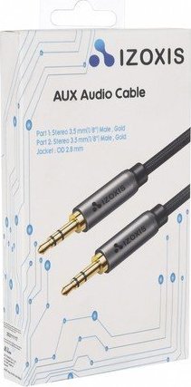 Kabllo audio AUX 3.5mm, bërthamë bakri, konektorë të veshur me ar, e zezë