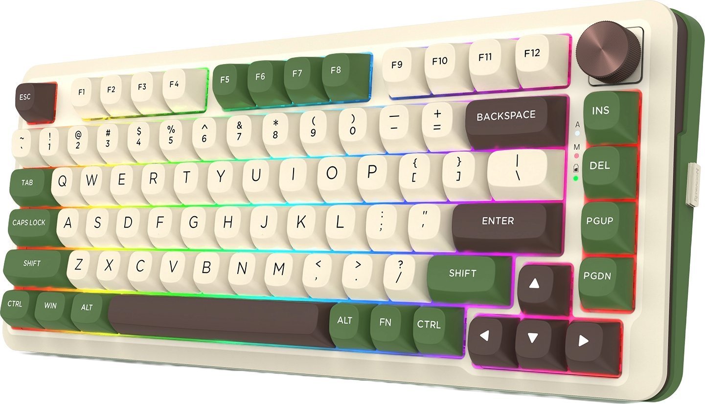 Tastierë gaming Redragon, mekanike wireless 75%, RGB, jeshile e bardhë kafe